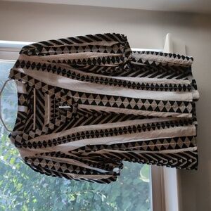 Cotton patterned top with puff sleeves